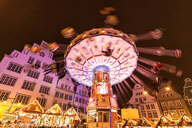 Detail of a chain carousel on a cloudy day at the Beer Fest in Munich