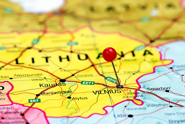 istock Vilnius pinned on a map of europe 525418015