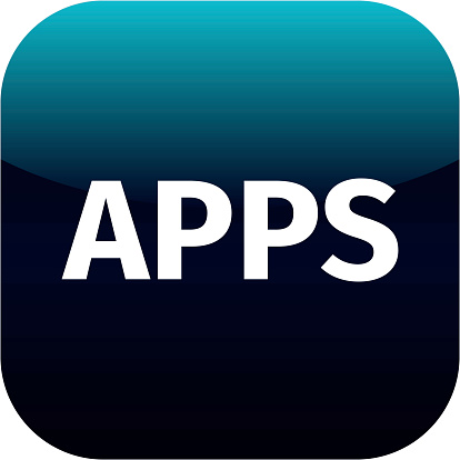 blue icon with text apps - for phone app or web