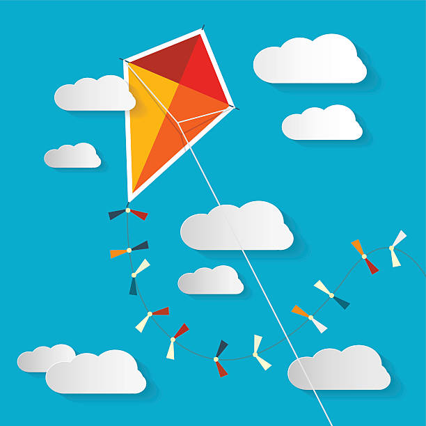 Kite on Blue Sky vector art illustration