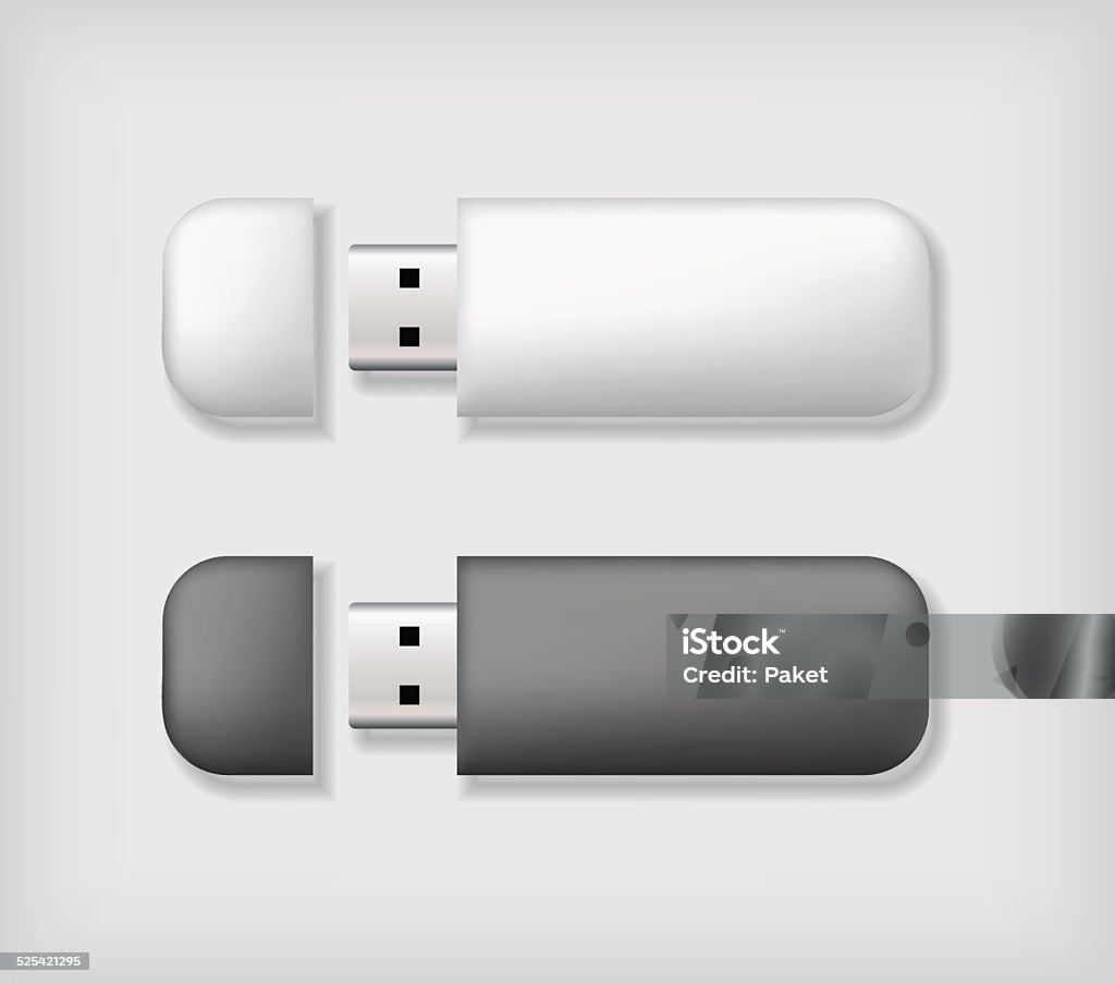 Two usb memory sticks mockup Two usb memory sticks mockup, in black and white Backup stock vector