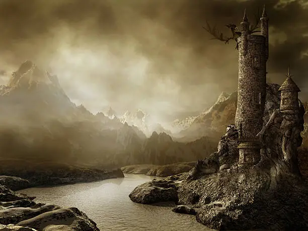 Photo of Fantasy landscape with a tower
