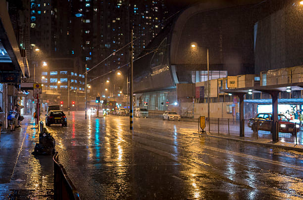 istock Night rain in Hong Kong 525430659