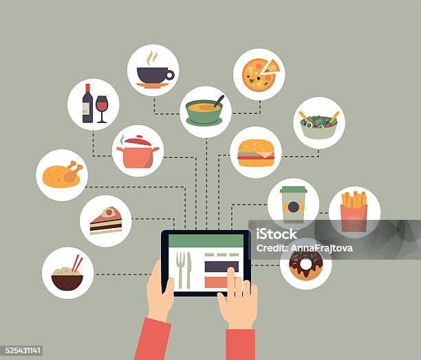 Ordering Food Online Stock Illustration - Download Image Now - Web Page, Food, Restaurant