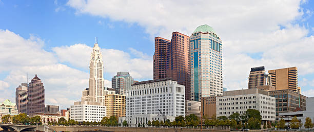 Estação do centro da cidade de Columbus Ohio, EUA edifícios - fotografia de stock