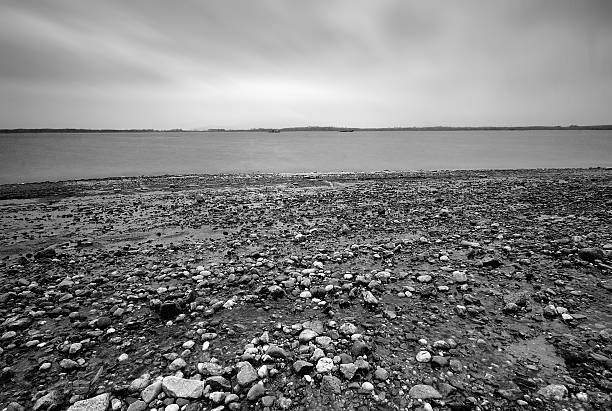 Black and white landscape at the lake