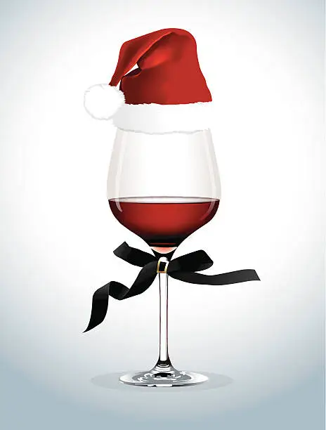 Vector illustration of Vector of Wine glass with Santa hat