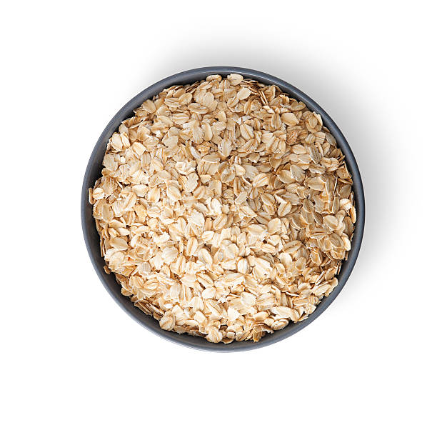 귀리 플레�이크 (보울 흰색 배경의 - granola cereal breakfast stack 뉴스 사진 이미지