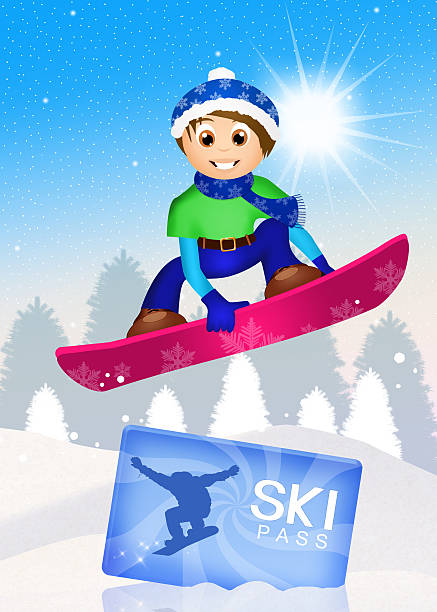 スキーパス - mountain skiing ski lift silhouette点のイラスト素材／クリップアート素材／マンガ素材／アイコン素材
