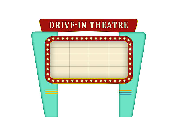 ilustraciones, imágenes clip art, dibujos animados e iconos de stock de teatro drive en la señal. - drive in restaurant