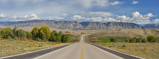 Road to Bighorn Mountains, Wyoming, USA stock photo