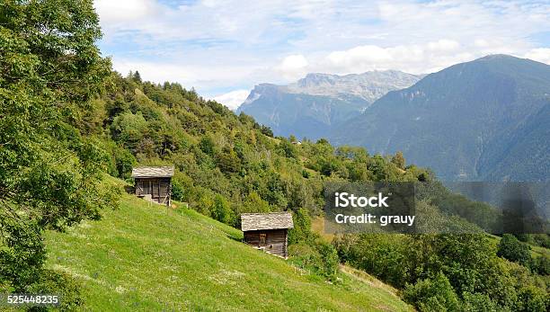 The Bisse Of Niwärch Stock Photo - Download Image Now - Valais Canton, Ancient Civilization, Barn