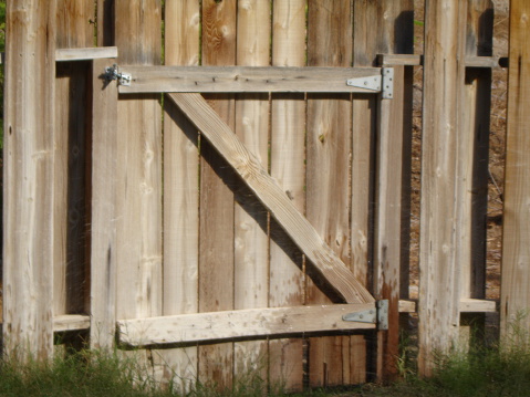 A wooden fence gate.