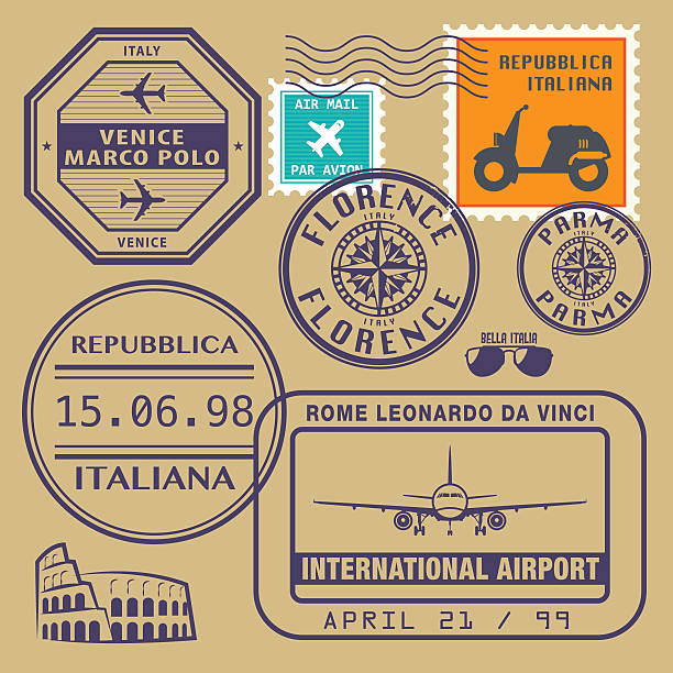 Travel stamps set Travel stamps set, vector illustration florence italy airport stock illustrations