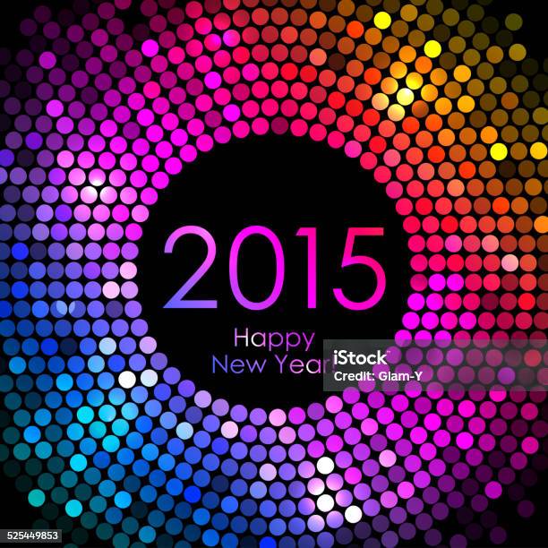Happy New Year 2015 Colorful Disco Lights Background Stock Illustration - Download Image Now
