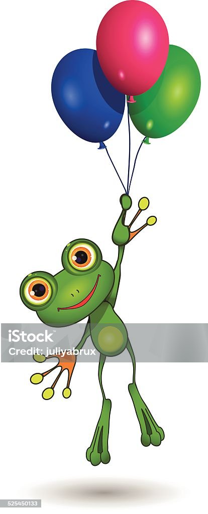 Frog on Balloons Illustration of a cartoon frog on balloons Amphibian stock vector