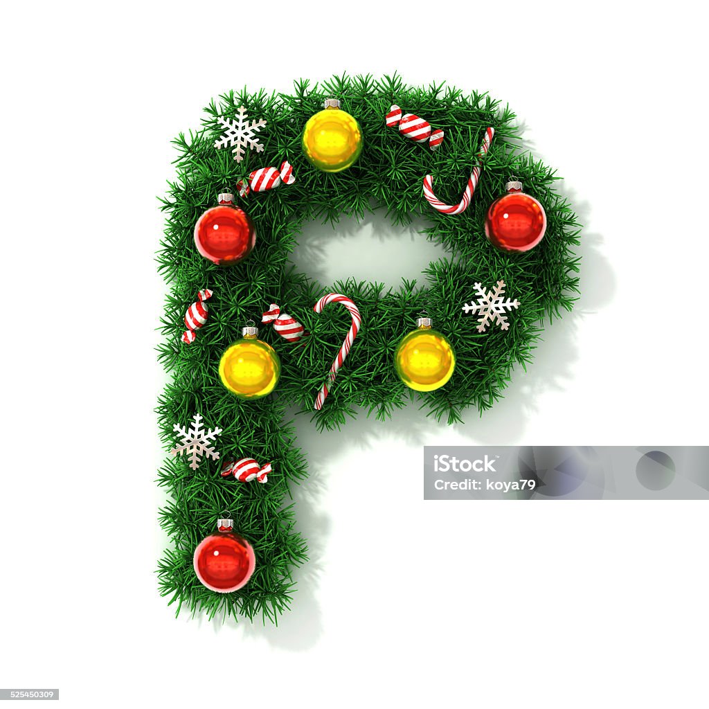 Christmas Font Letter P Stock Photo - Download Image Now - Letter ...