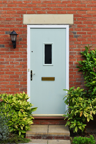 Front Door of an Attractive Red Brick Town House on a Typical English Residential Estate