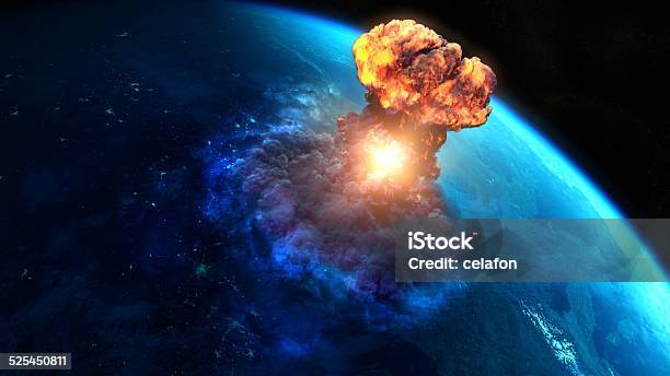 Armageddon Stock Photo - Download Image Now - Nuclear Weapon, Exploding, Globe - Navigational Equipment