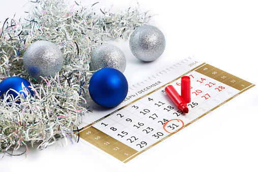 Christmas calendar and prepare for the New Year isolated your text