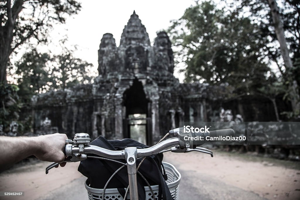 ride in bicycle in cambodia this picture was taken at temples of cambodia Angkor Stock Photo