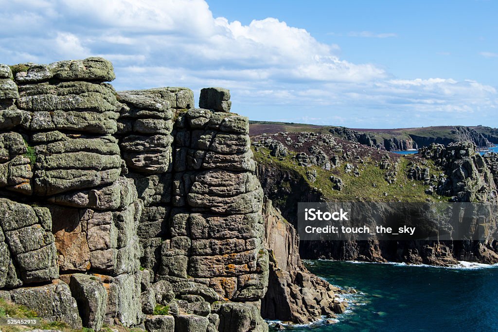 Rocky coastal landscape Rocky coastal landscape in Cornwall Bright Stock Photo