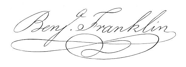 benjamin франклин signature - бенджамин франклин stock illustrations