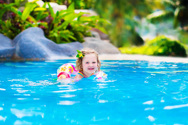 istock Baby girl in a swimming pool 525453575