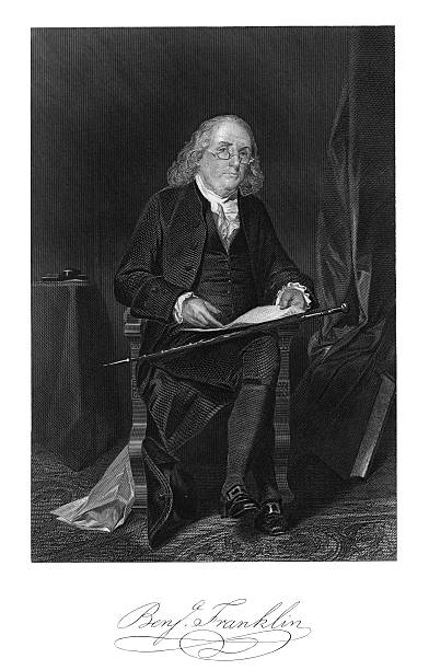 benjamin franklin 음각 - benjamin franklin history american culture portrait stock illustrations