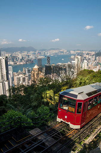 The Peak Tram on the Victoria Peak in Hong Kong.