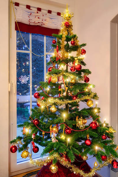 istock Christmas tree in the living room 525456225