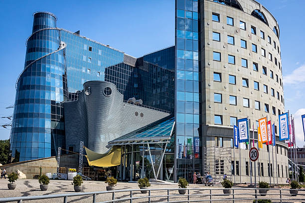 Warsaw, Poland - August 03,2015:Main Polish Television headquarters at 17 Jan Paweł Woronicz street, Warsaw, Poland