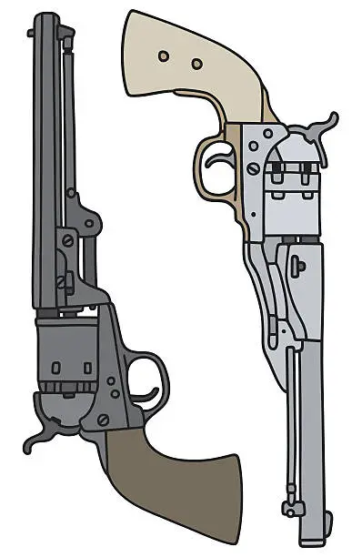 Vector illustration of Classic american Wild West handguns