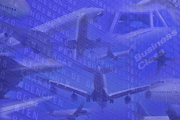 istock Airliners and airport objects on blue background 525473184