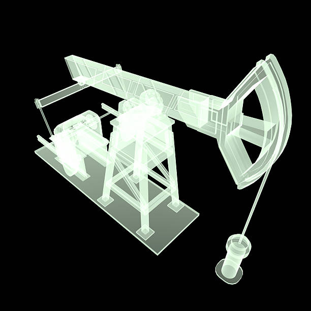 istock High detailed x-ray pump-jack, oil rig. isolated  rendering 525475516