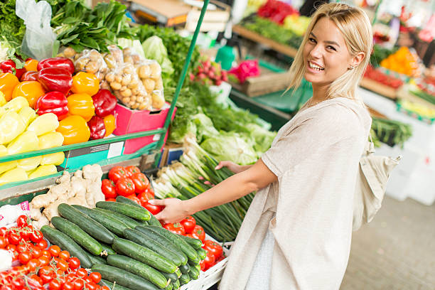 istock Young woman on the market 525479838