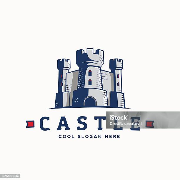 Abstract Vector Castle Label Sign Or Logo Template Fortress Symbol Stock Illustration - Download Image Now