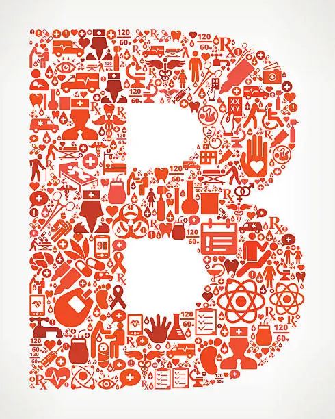 Vector illustration of Letter b Healthcare and Medical Red Icon Pattern