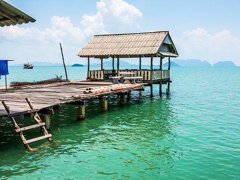 Old Town, Koh Lanta, Thailand - April 25, 2016: Stilt House Over Water Traditional Fishing Thailand