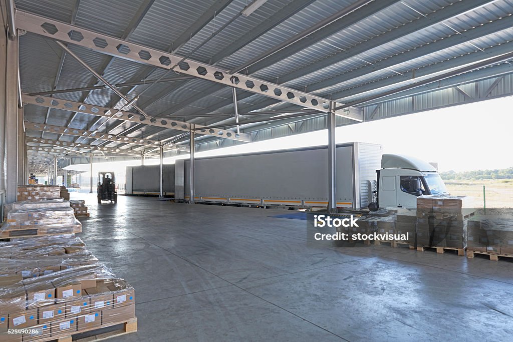 Forklift truck loading lorry Warehouse Shipment Warehouse Stock Photo