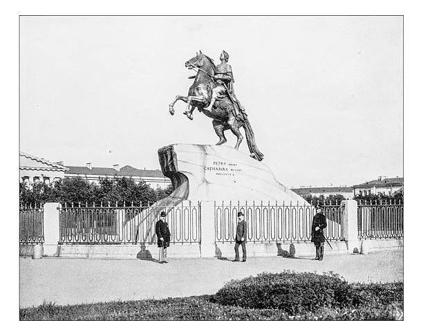 istock Antique photograph of Bronze Horseman (Saint Petersburg, Russia, 19th century) 525491392