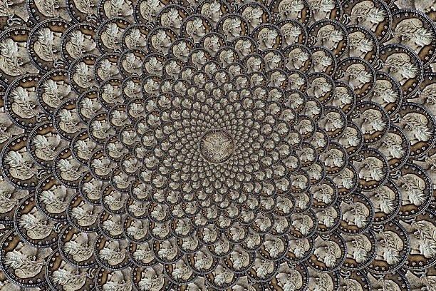 istock Pattern from a silver coin of a quarter of dollar 525492720