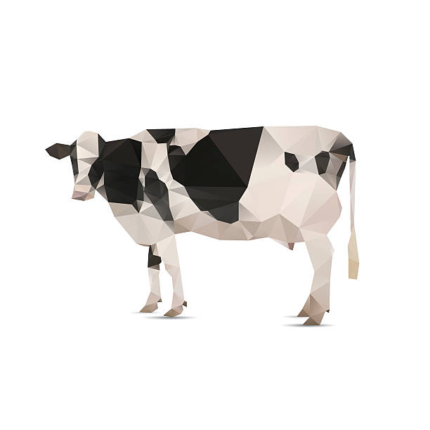 Ilustracja origami Krowa z miejsca odizolowane na białym backgro – artystyczna grafika wektorowa