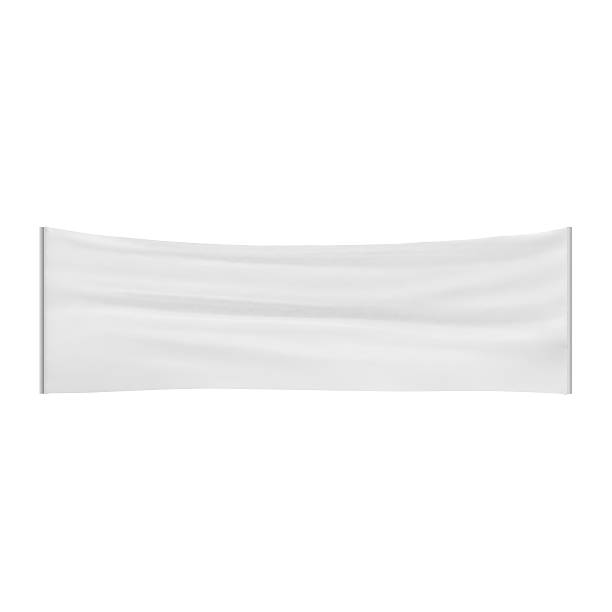 istock Stretched, tensioned white blank cloth banner isolated on white 525494232
