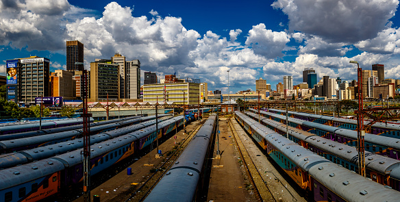 Trains standing in line at Johannesburg's Park Station