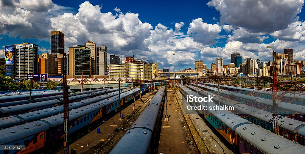 Joburg trains Trains standing in line at Johannesburg's Park Station Transportation Stock Photo