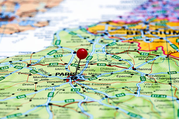 istock Paris pinned on a map of europe 525495767