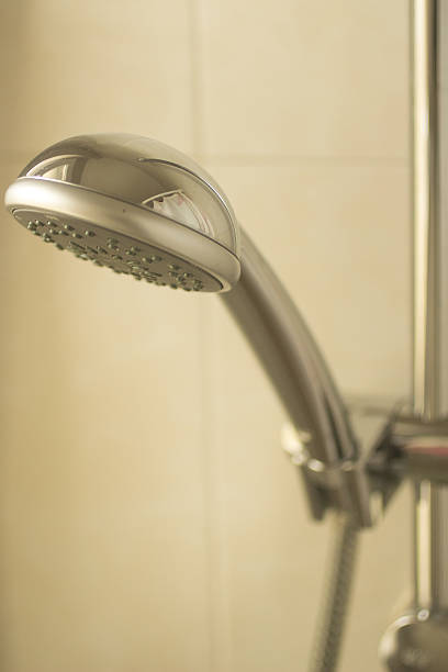 istock Domestic bathroom shower head close-up 525496927