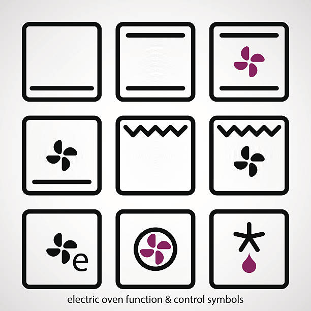 elektrische ofenfunktion & steuersymbole - convection stock-grafiken, -clipart, -cartoons und -symbole