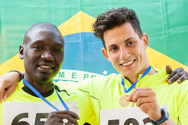 istock athletes shows the gold medal winner 525498957